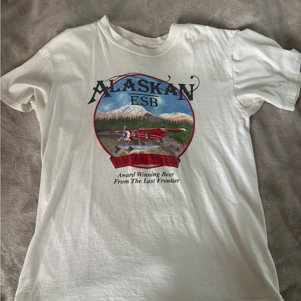 Anvil White Crewneck T-Shirt with Black & Red Logo